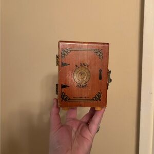 vintage Wells Fargo & Co. cedar wood safe bank